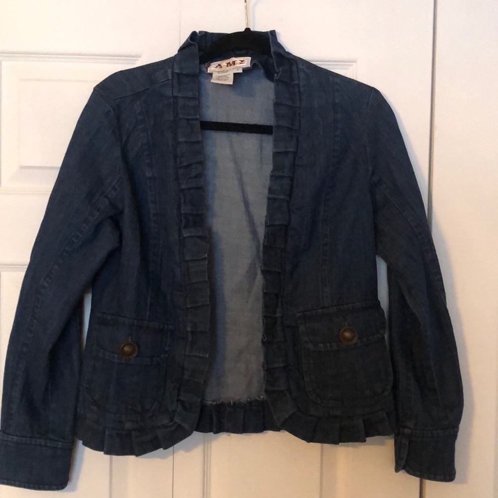AMX Ruffled Jean Jacket size small